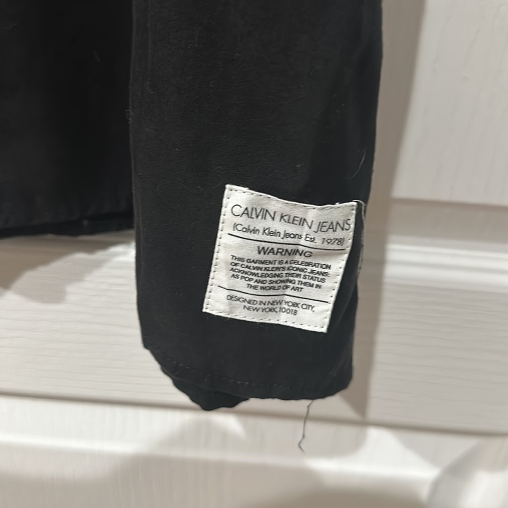 Calvin Klein jean material Sz L black back tie dress NWT - Picture 3 of 7